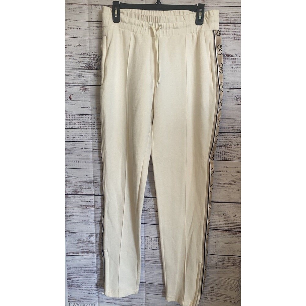 Guess womens size Large off white pull on sweatpants zipper